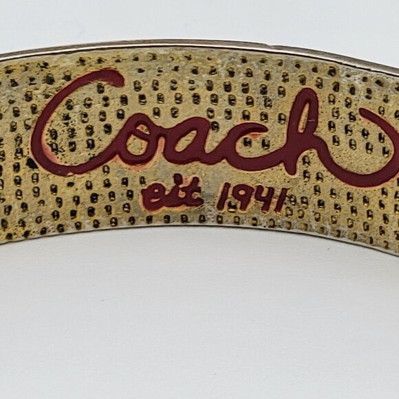 Coach Est. 1941 Logo Enamel Bangle Bracelet Red & Pink Enamel Gold Tone 8 inch - Picture 6 of 10